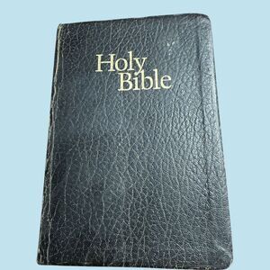 VTG 1950s Holy Bible KJV National Bible Press Black Leather w/ Color Plates